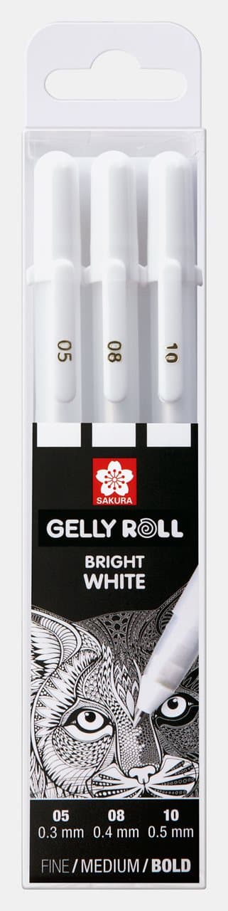 Sakura Basic Set 3 Hvite Gelpenner Fine/Medium/Bold