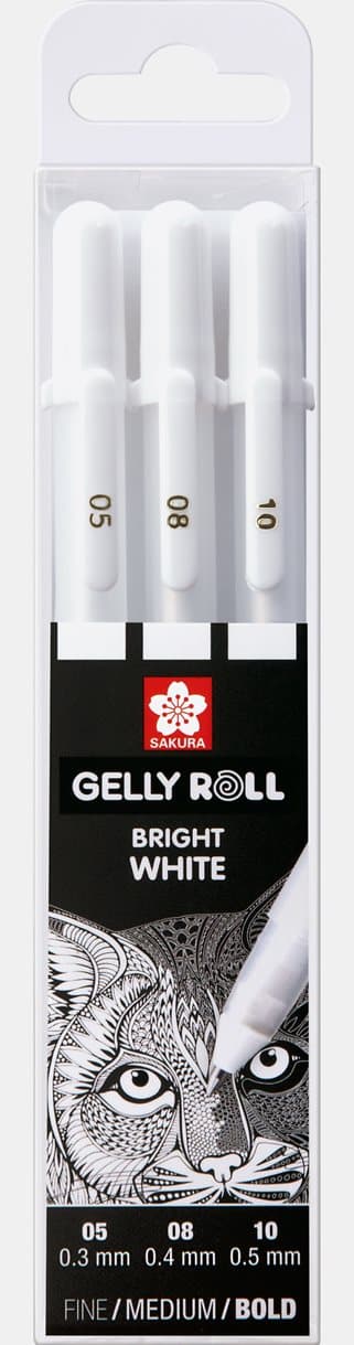 Sakura Basic Set 3 Hvite Gelpenner Fine/Medium/Bold