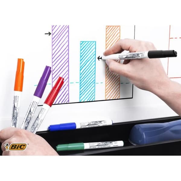 BIC Velleda 1741 Dry Erase Whiteboard-markörer, Medium Bullet Tip - Diverse färger, påse med 6