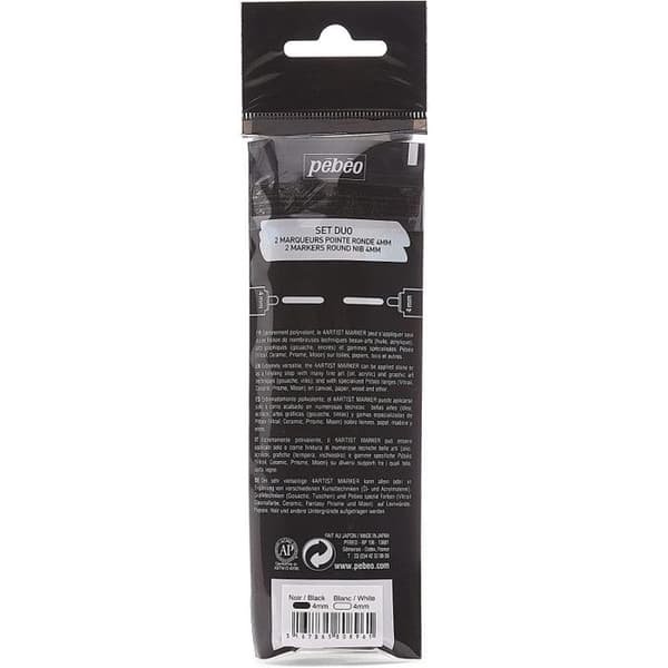 Oljemålningsmarkörer - 4Artist Marker Pébéo - Vit och Svart - 4 mm - 2 st