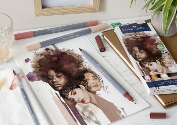 Goldfaber Aqua Dual Marker Set Portrait 6 pennor med hudtoner Faber Catstell