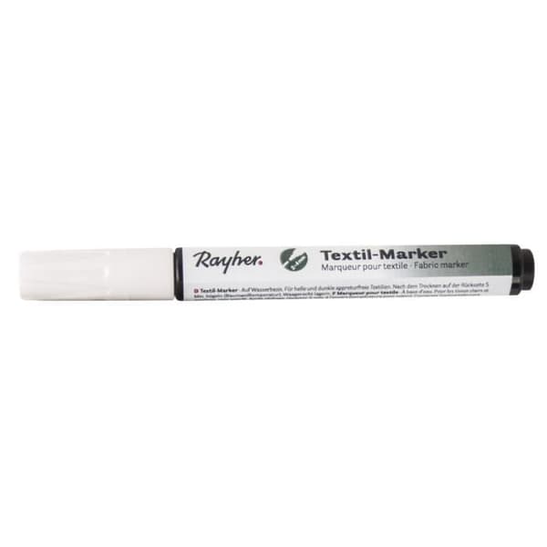Täckande textilmarkör, vit, 2-4 mm rund spets, med ventil