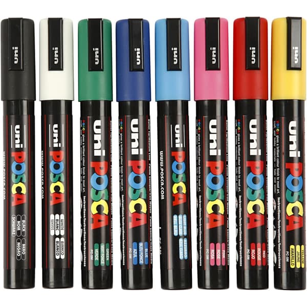 Posca Marker Set Blandede farger PC-5M spiss 2,5 mm 8stk