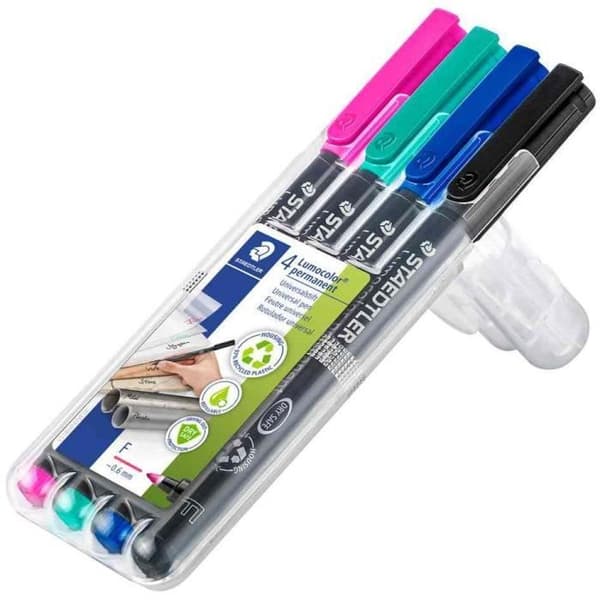 Permanent marker - STAEDTLER - 318F Lumocolor - Pack of 4 - Bullet tip - Indelible
