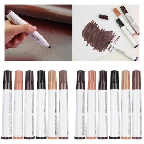 AYNEFY Reparationsmarkörer för möbler i massivt trä 12st golvreparationsmarkörer Touch Up Pen 6 färger