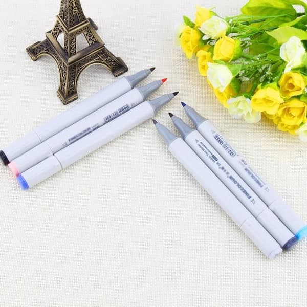 36 färger Dubbelsidiga markörer Sketch Marker Penna med svart konstnärspennapåse--Rose Vie