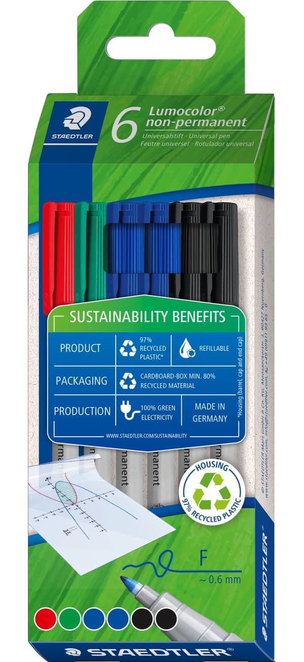 Lumocolor Icke-Permanent penna 316 6-pack Staedtler