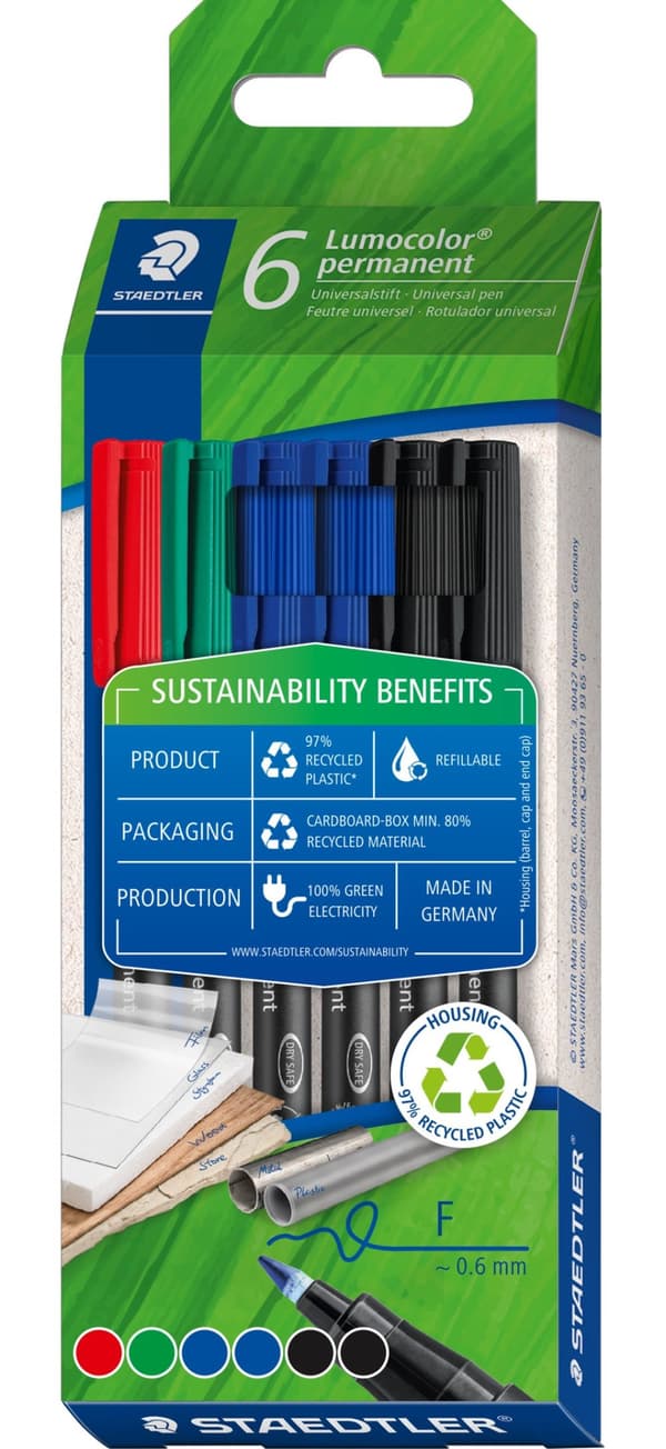 Lumocolor Permanent penna 318 6-pack Staedtler