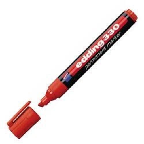 Permanenta markers - Edding - 330 - Röd - 10 stycken - Sned spets 1-5mm