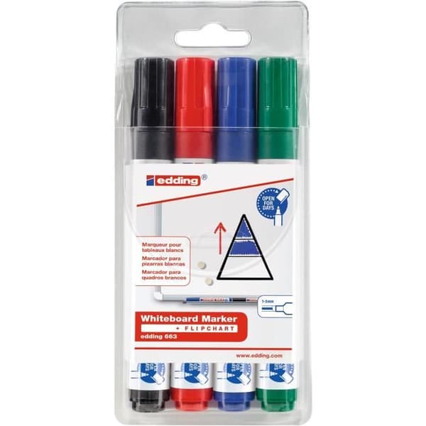 Whiteboard Markör - EDDING - 663 - Diverse - 4 - 1-5 mm - Fin - Raderbar - Opak