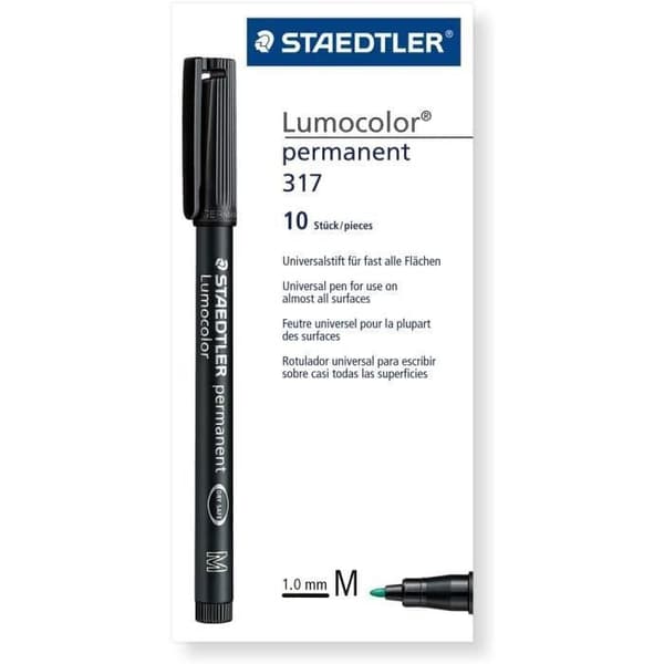 Permanent märkpenna - Staedtler - 10-pack - Grön färg - Oföränderlig - Opaque