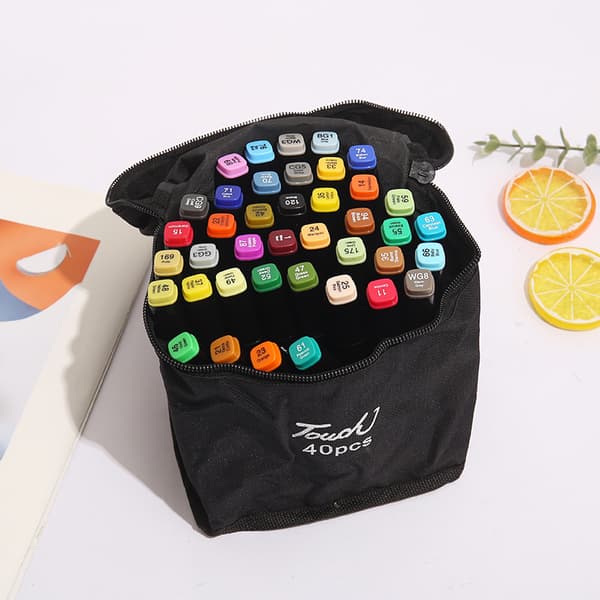 INF Merkkikynäsarja, värikäs öljypohjainen kaksipäinen akvarellisivellin 40 colors