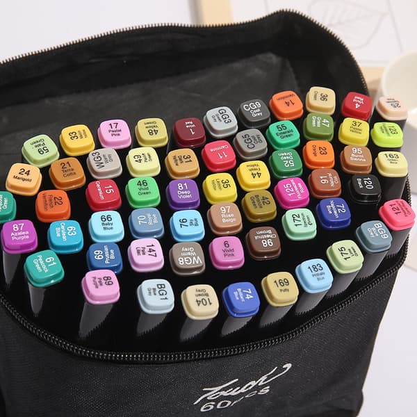 INF Merkkikynäsarja, värikäs öljypohjainen kaksipäinen akvarellisivellin 60 colors
