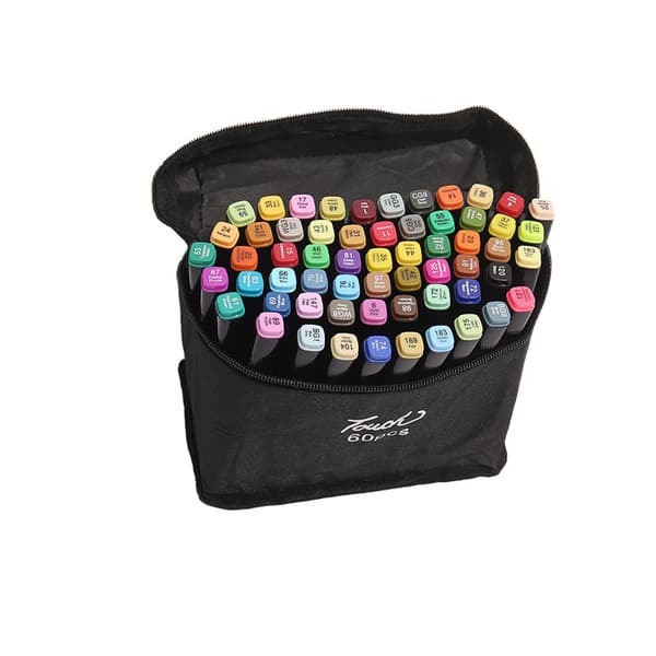 INF Merkkikynäsarja, värikäs öljypohjainen kaksipäinen akvarellisivellin 60 colors