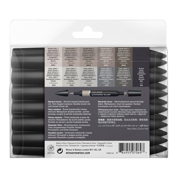 Feutrar BrushMarker - WINSOR ET NEWTON - Sortiment 12+1 - Penselspets - Ogenom - Opaqu
