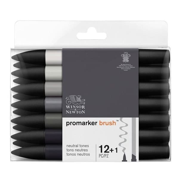 Feutrar BrushMarker - WINSOR ET NEWTON - Sortiment 12+1 - Penselspets - Ogenom - Opaqu