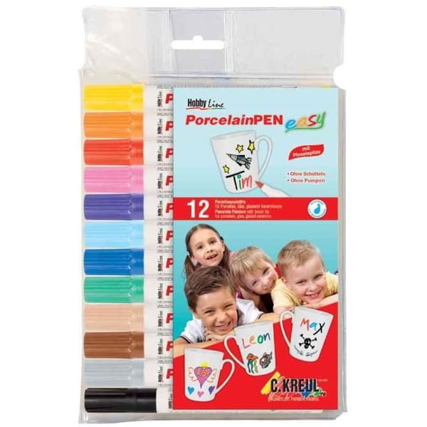 Porslinsmarkörer - KREUL - Set om 12 - Borstspets 1-3 mm - Outplånlig - Opak