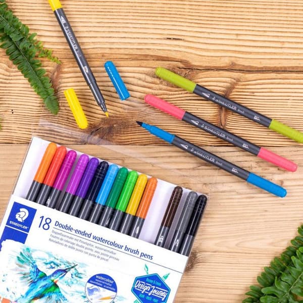 Dubbelspetsad tusch - STAEDTLER - Design Journey - Förpackning om 18 - Färg Svart - Opaque