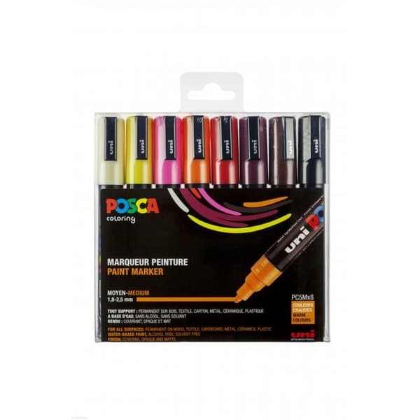 POSCA PC5M-markörer - Varma färger - Medelspets
