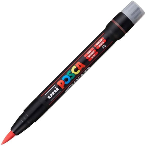 POSCA Brush Marker Röd - Vattenbaserad färg - Linjebredd 1-10 mm
