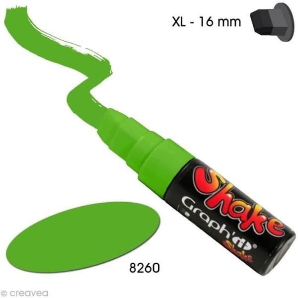 Graph'it shake 16 mm Graph'it Shake vattenbaserad färgmarkör, - Färg: Limegrön - Kod: 8260 - Tips: XL 5-16 mm -