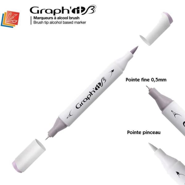 Alkoholmarkör - Graph'IT - Penselmarkör - Dubbelspets - Färg Orchi - Oföränderlig
