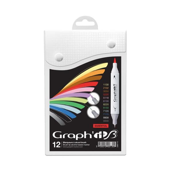 Set med 12 Graph'it Brush Essential-markörer