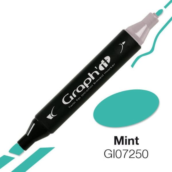 Graph'it 7250 Mint alkohol marker - Graph it Blue - Outplånlig - Fin - Dubbel spets - Studera