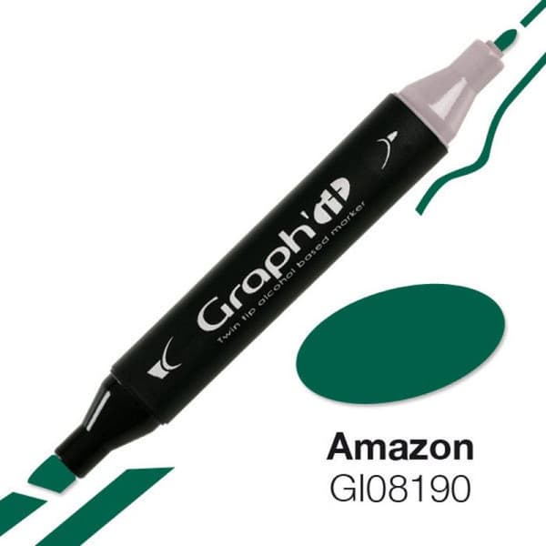 Alkoholmarkör - Graph'it - Amazon 8190 - Grön - Dubbel spets, fin och bred sned - Opaque