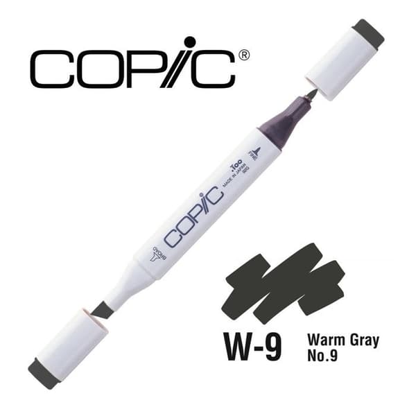 Alkoholtusch - COPIC - W9 Varm Grå Nr. 9 - Grå - Opaqu - Oföränderlig