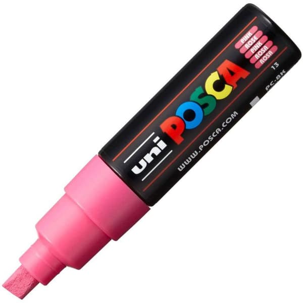 POSCA Marker Stor Mejselspets Rosa - Vattenbaserad färg - Plast - Linjebredd 8 mm