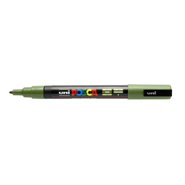 POSCA PC-3M pigmentmarkör - UNIBALL - Khakigrön - Rund spets - Outplånlig - Opak