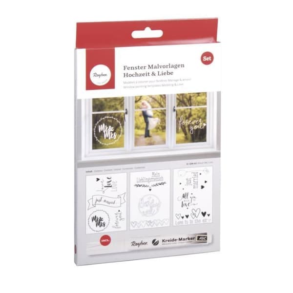 Bröllops- och kärleksfönstermodeller, 3 modeller + 1 kritamarkör, box-LS 1kit
