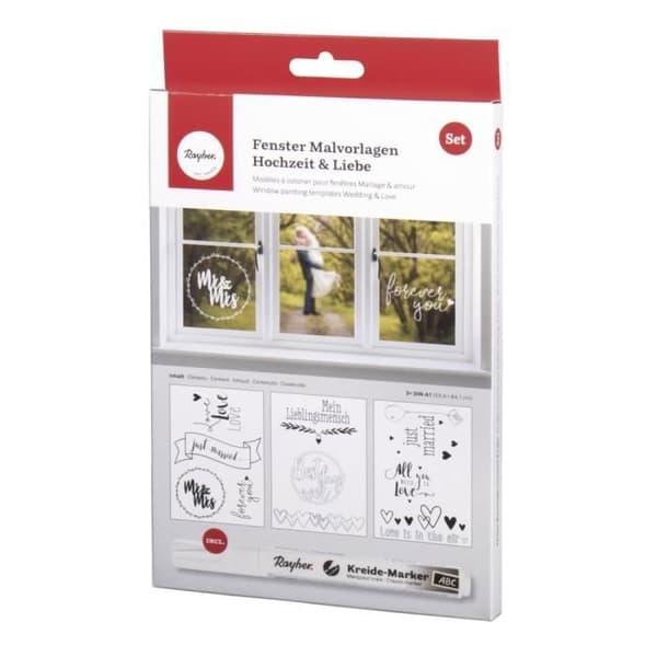 Bröllops- och kärleksfönstermodeller, 3 modeller + 1 kritamarkör, box-LS 1kit