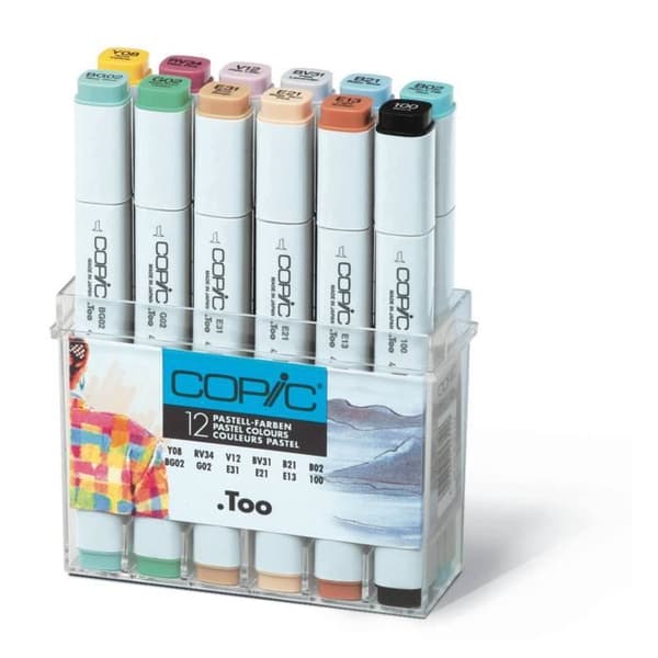 Set med 12 Manga Copic Marker Pastellmarkörer - Copic Multicolor - Assorted