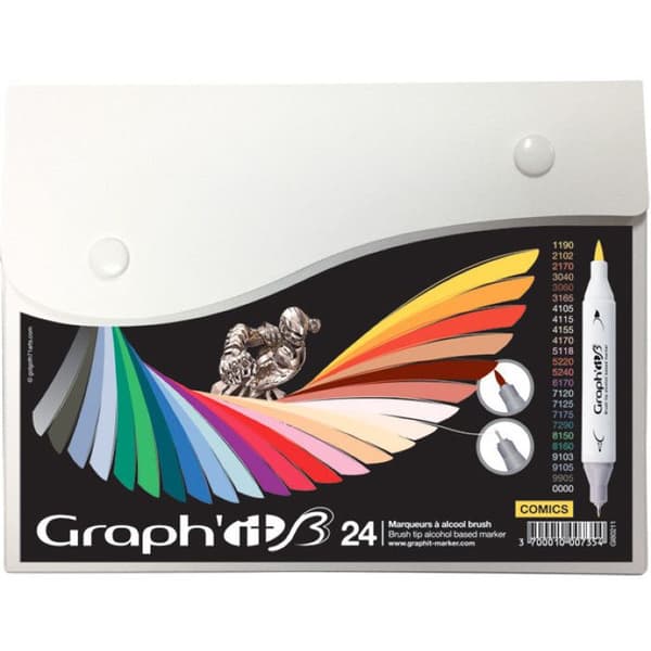 Set med 24 Graph'it Brush Comics Markers - Graph it Multicolored - Assort.