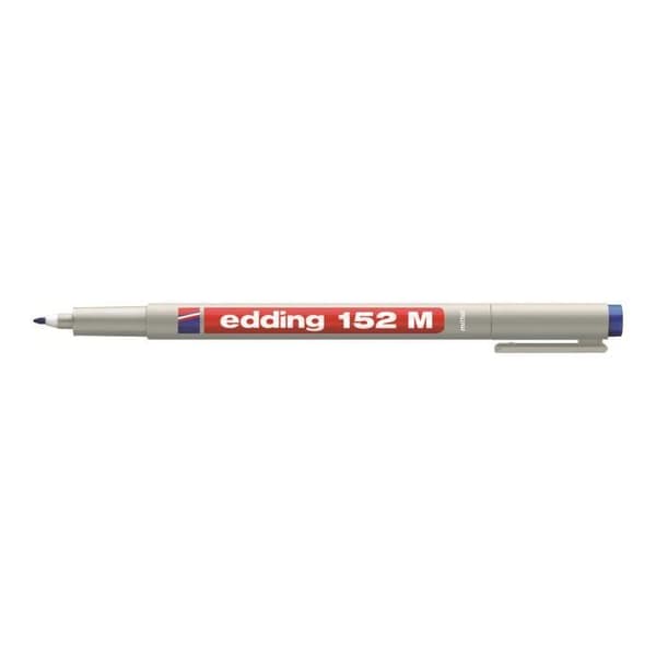 edding 152 Icke-permanent markör för glas, plast, transparent OHP blått vattenbaserat bläck 1 mm medium