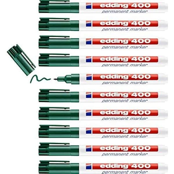 Permanent markör - EDDING - 400 - 10 pennor - fin rund spets 1 mm - vatten- och friktionsbeständig