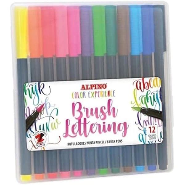 Bokstäver - ALPINO - Alpino Color Experience - 12 markörer - Borstspets - Ljusa färger