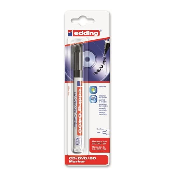 edding 8400 permanent markör för CD-DVD svart vattenbaserat pigmentbläck 0,5-1 mm fint
