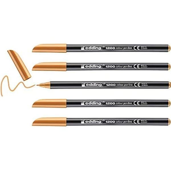 Färgpenna med fin spets - EDDING - 5 pennor - ljus orange - 1 mm rund spets
