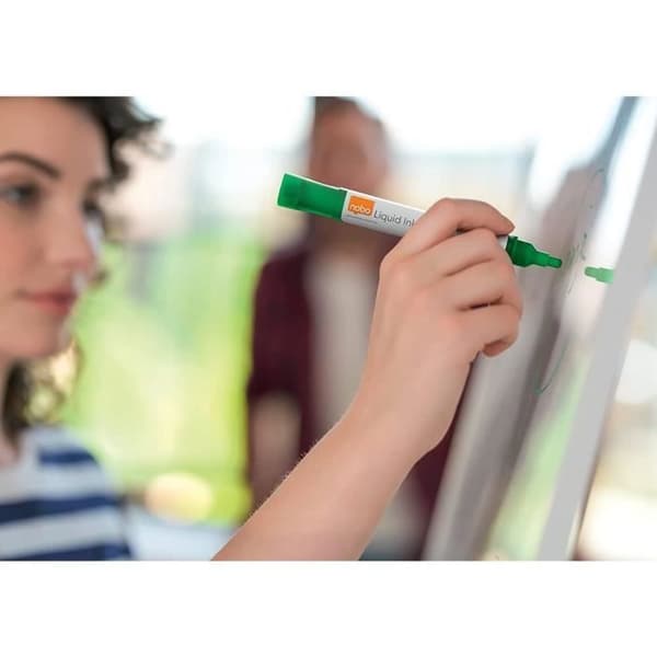 Förpackning med 10 Liquid Ink-tuschpennor för whiteboard, spets 3mm grön