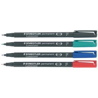 Filtpenna - STAEDTLER - permanent LUMOCOLOR - Fin spets 0,6 - Paket med 4 - Diverse färger