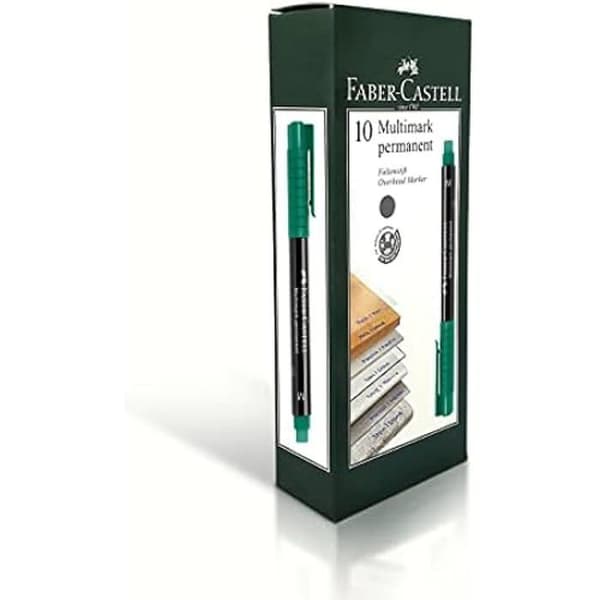 Faber-Castell 152563 Permanent Marker - Svart, Grön - Finpunkt - Opak