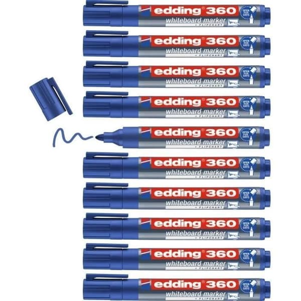 Whiteboard-markörer - edding - 360 - Rund spets - 1,5-3 mm - Paket med 10 st