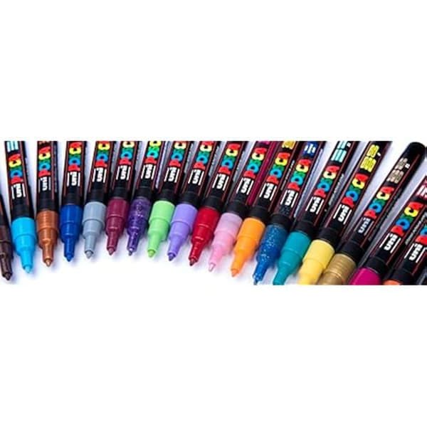 Posca markörer - POSCA - PC3M - Set med 4 - Fin spets - Blå färg - Giftfri