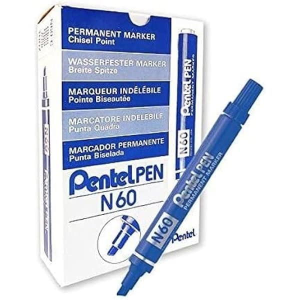 Pentel Industrial Marker med aluminiumkropp och mejselspets Lämplig för nästan alla ytor. Färg: blå. -