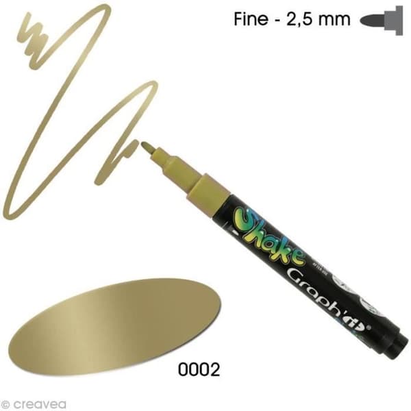 Graph'it shake 2,5 mm Graph'it Shake vattenbaserad färgmarkör, - Färg: Guld - Kod: 0002 - Tips: fin, 2,5 mm - ou