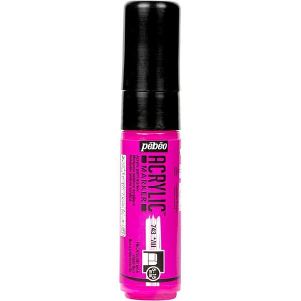 Akrylfärgmarkör - PEBEO - Tjock spets 5/15 mm - Fluorescerande Rosa - Opaque - Stor