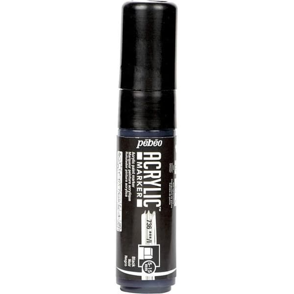 Akvarellmarker - Akrylmålarpenna - Tjock spets 5/15 mm Svart
